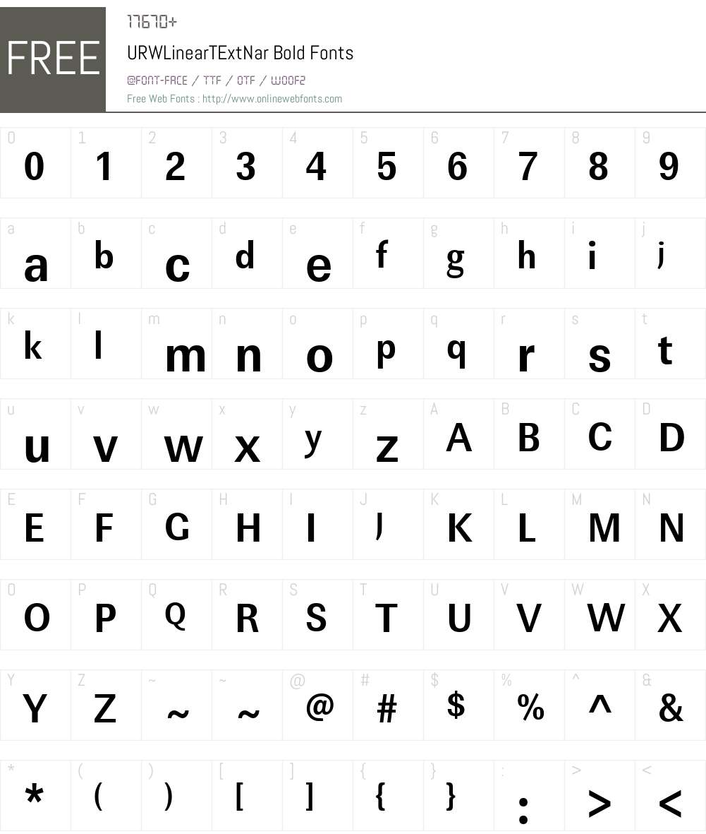 URWLinearTExtNar Font Screenshots