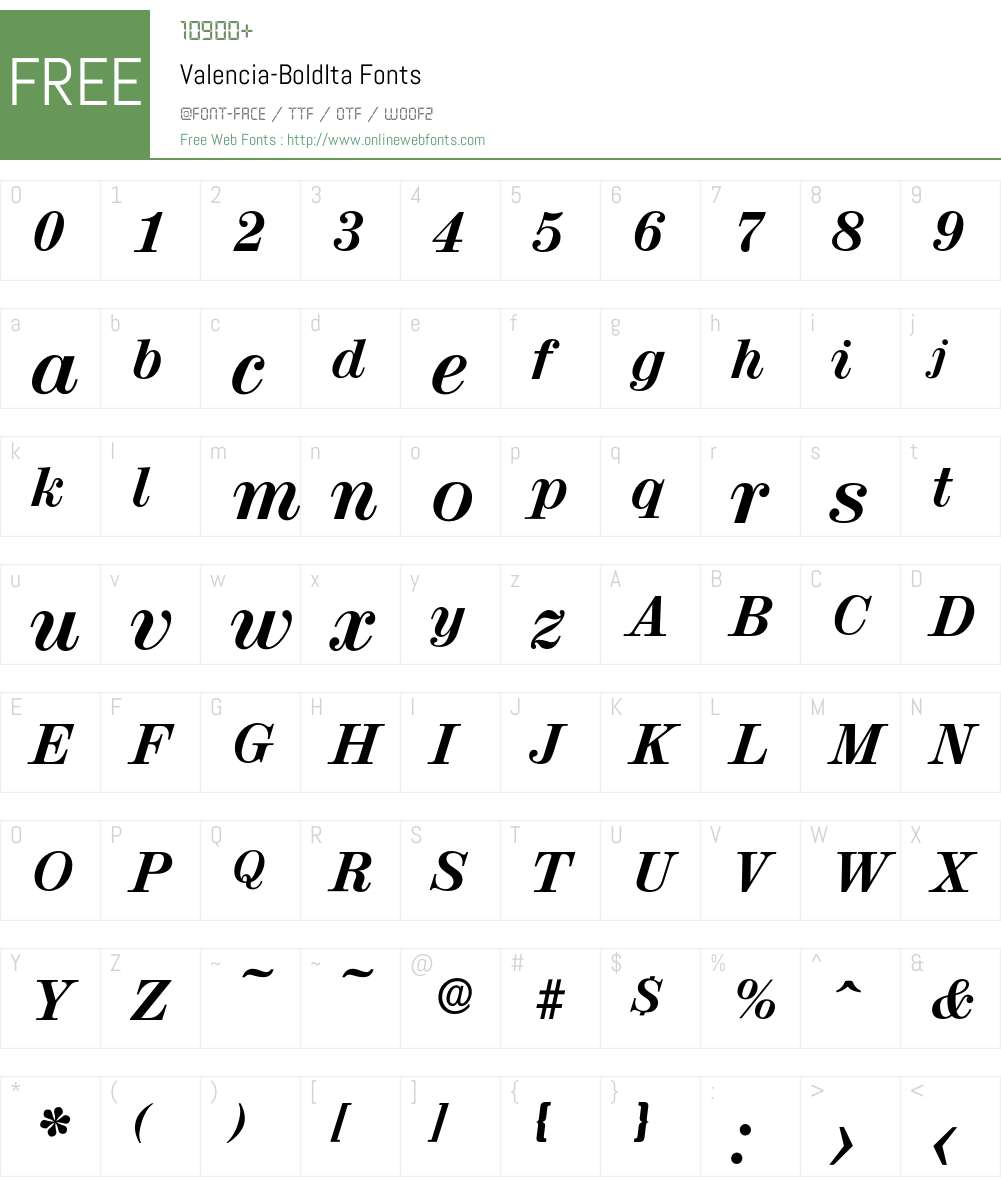 Valencia-BoldIta Font Screenshots