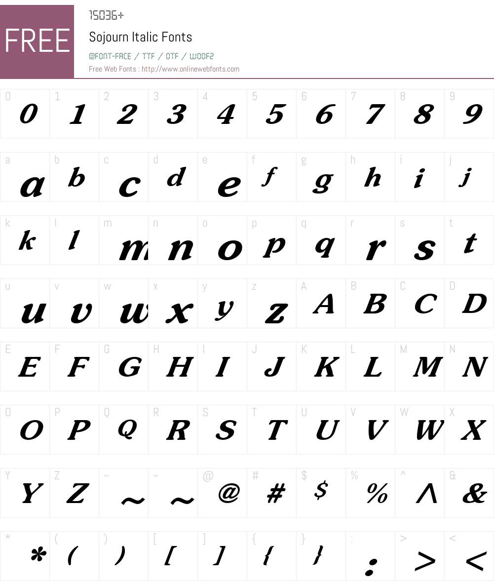 Sojourn Font Screenshots