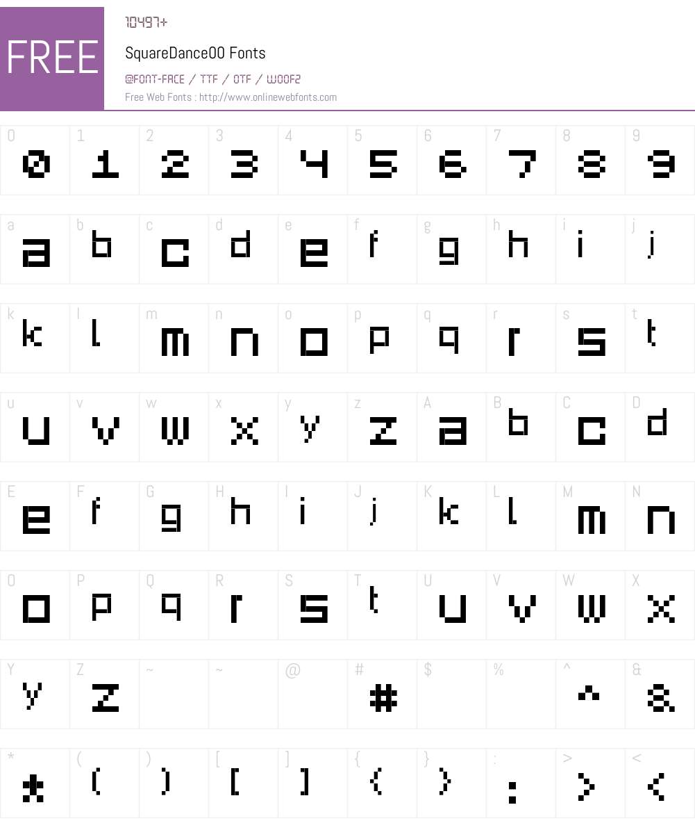 SquareDance00 Font Screenshots