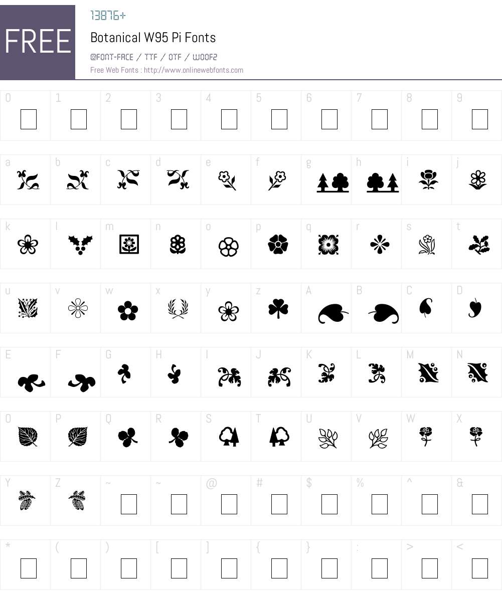 BotanicalW95-Pi Font Screenshots