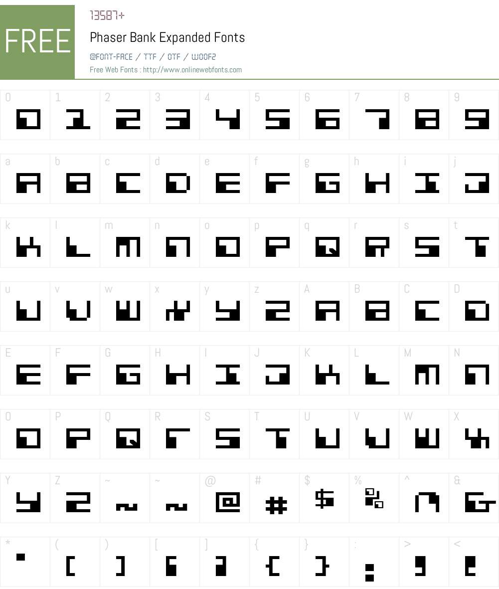 Phaser Bank Expanded Font Screenshots