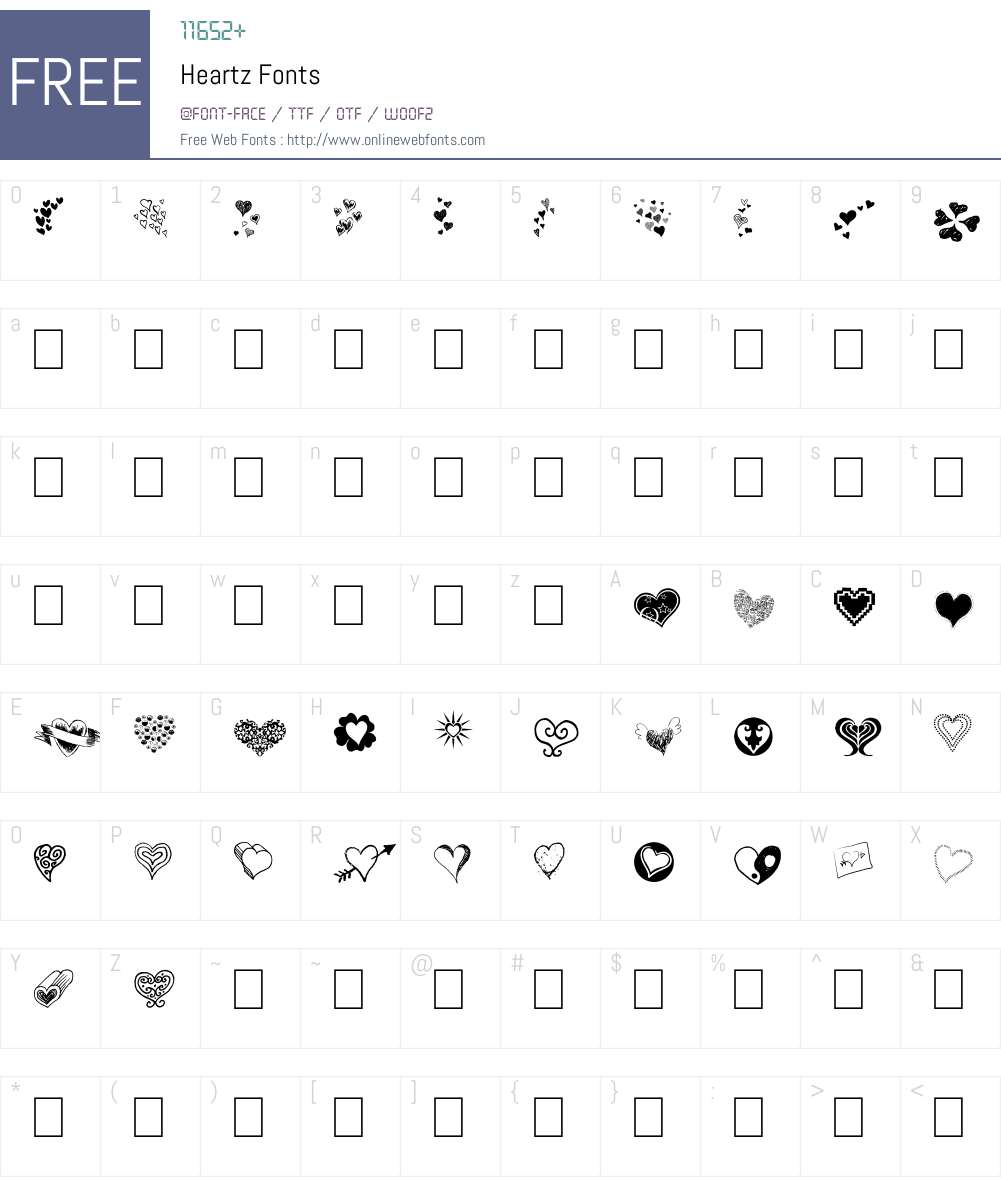 Heartz Font Screenshots