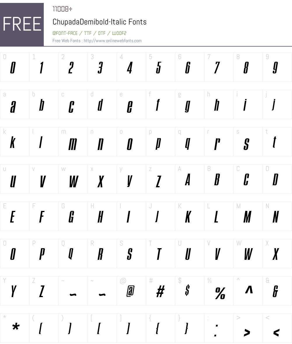 Chupada Demibold Font Screenshots