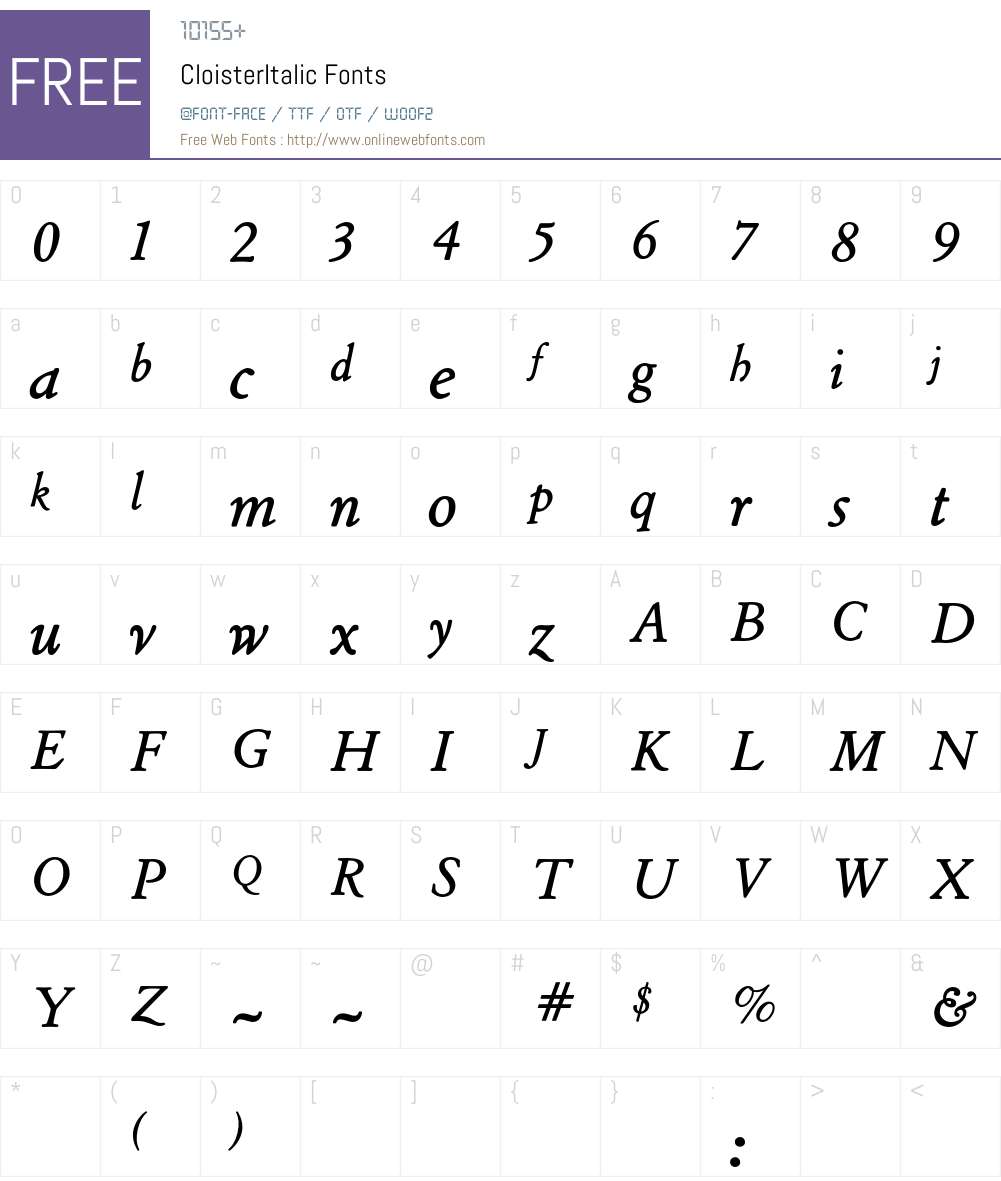 Cloister Font Screenshots