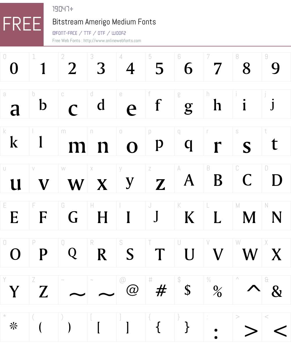 Bitstream Amerigo Font Screenshots