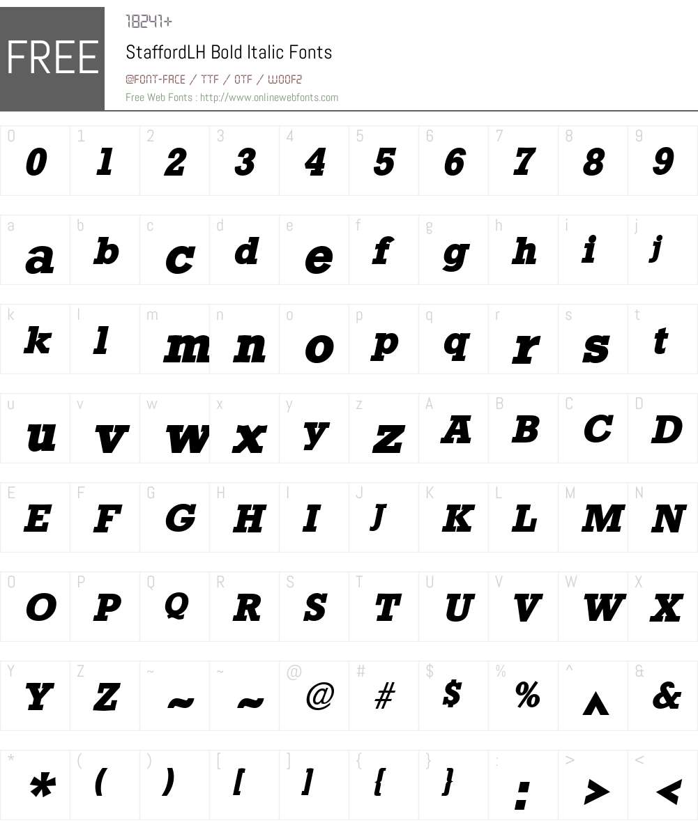 StaffordLH Font Screenshots
