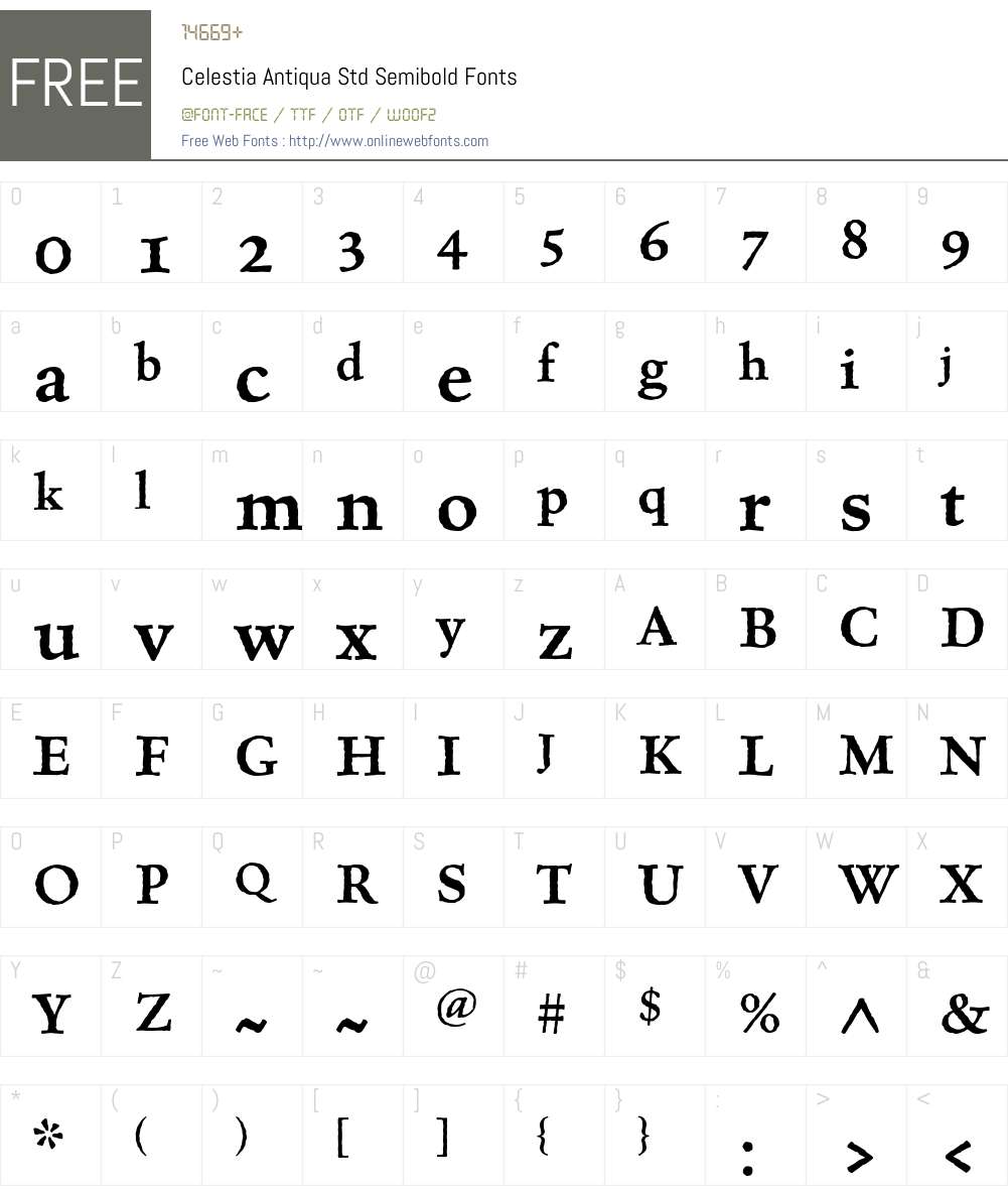 Celestia Antiqua Std Font Screenshots