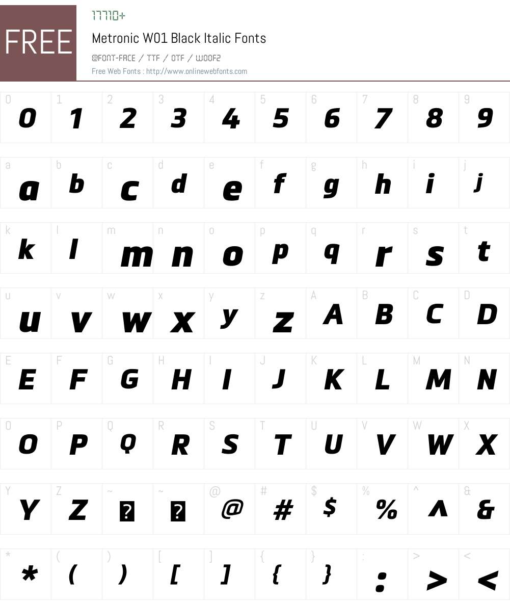 MetronicW01-BlackItalic Font Screenshots