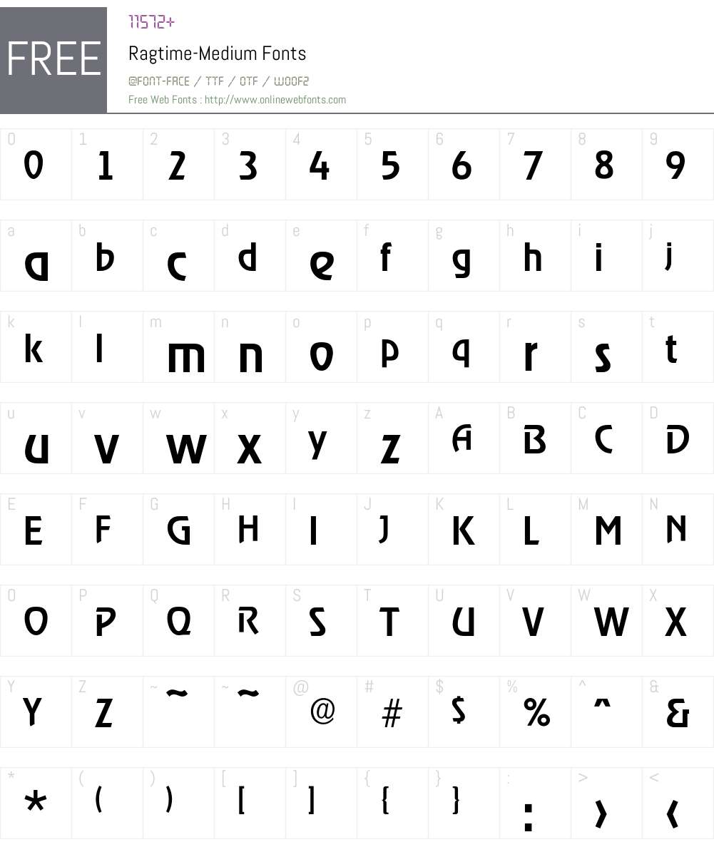 Ragtime-Medium Font Screenshots