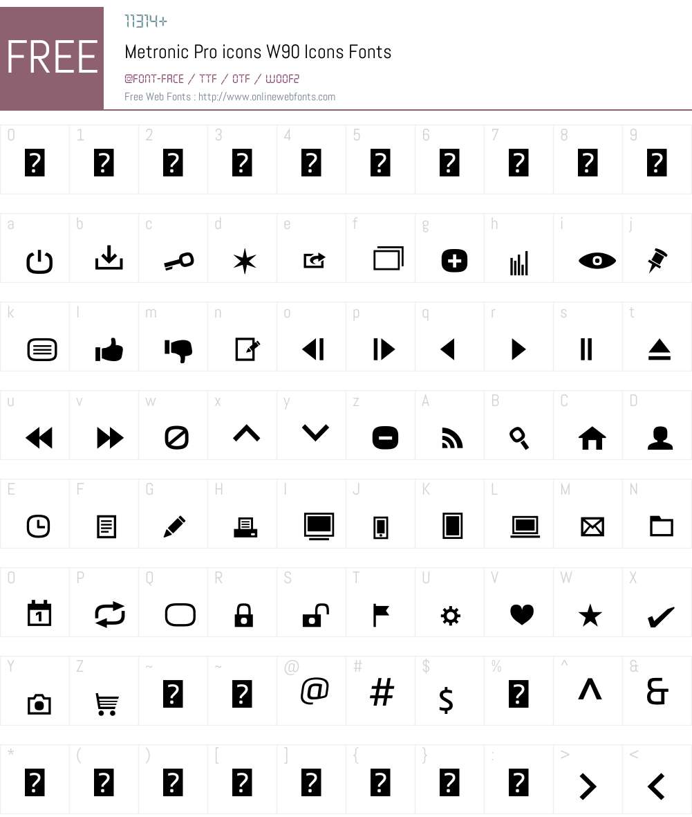 MetronicProiconsW90-Icons Font Screenshots