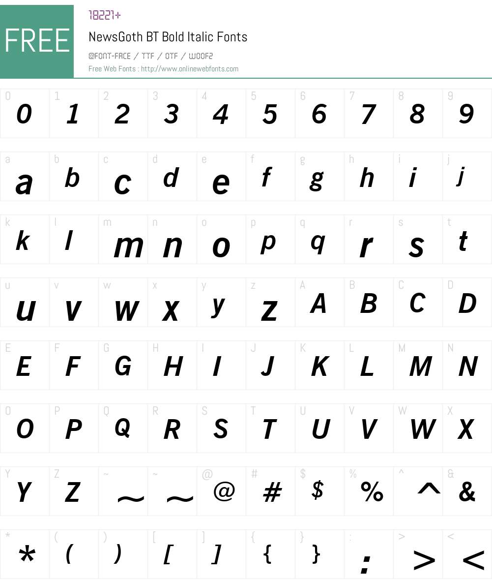 NewsGoth BT Font Screenshots