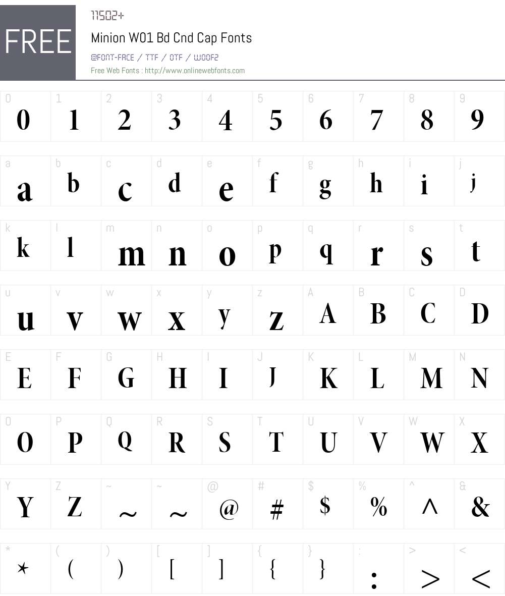 MinionW01-BdCndCap Font Screenshots