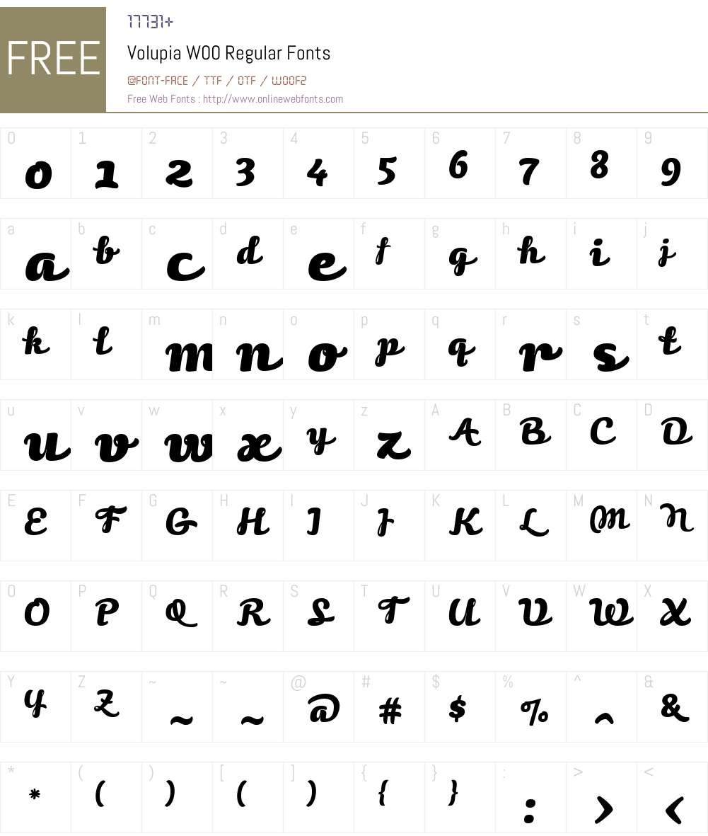 VolupiaW00-Regular Font Screenshots