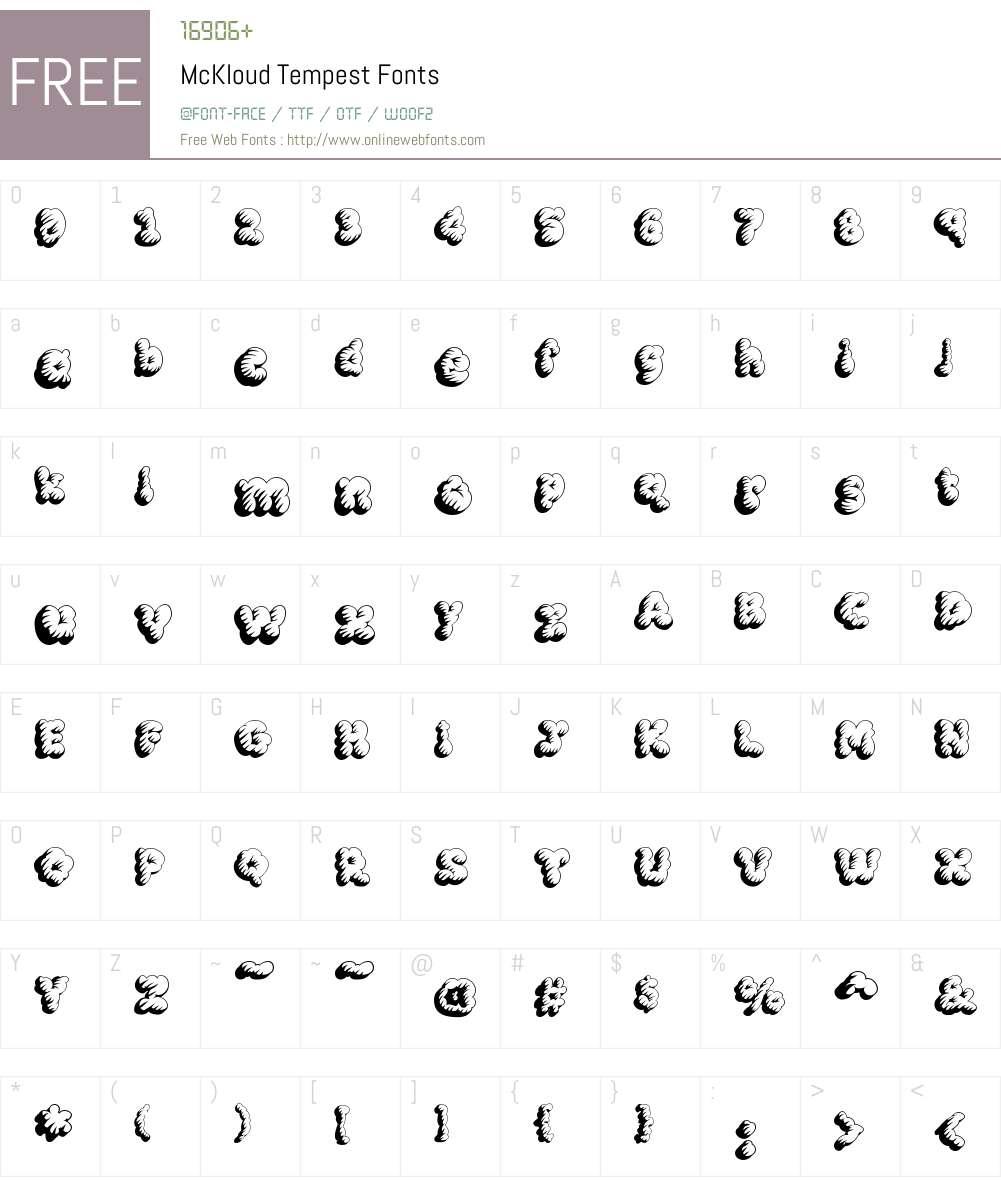 McKloud Tempest Font Screenshots