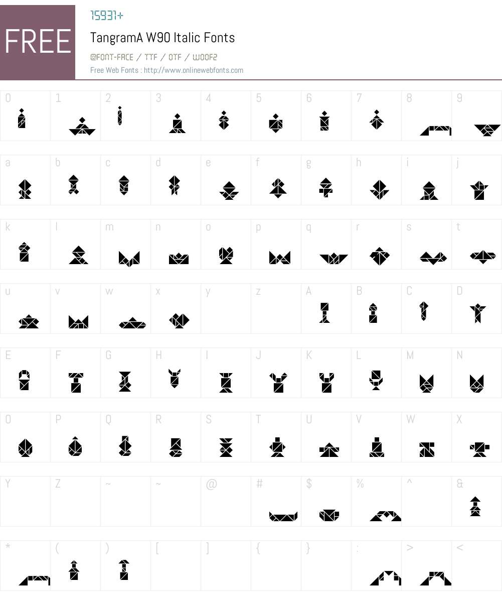 TangramAW90-Italic Font Screenshots