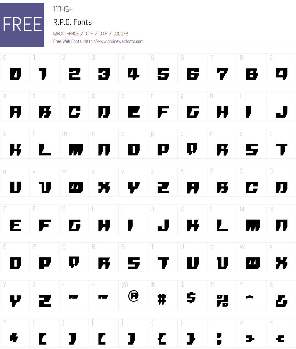 R.P.G. Font Screenshots