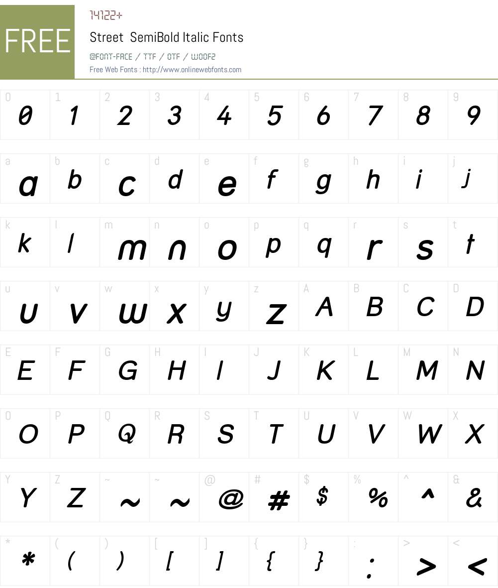 Street SemiBold Italic Font Screenshots
