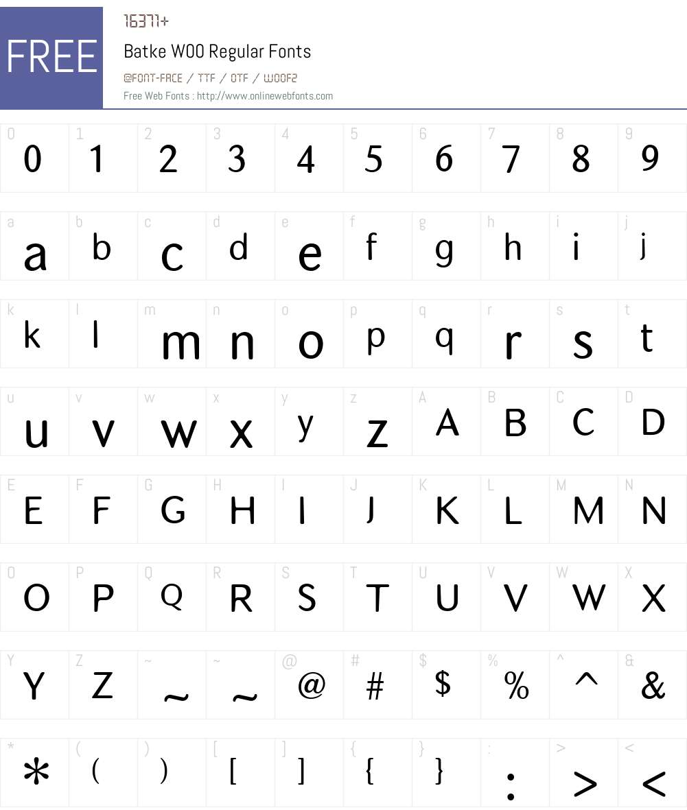 BatkeW00-Regular Font Screenshots