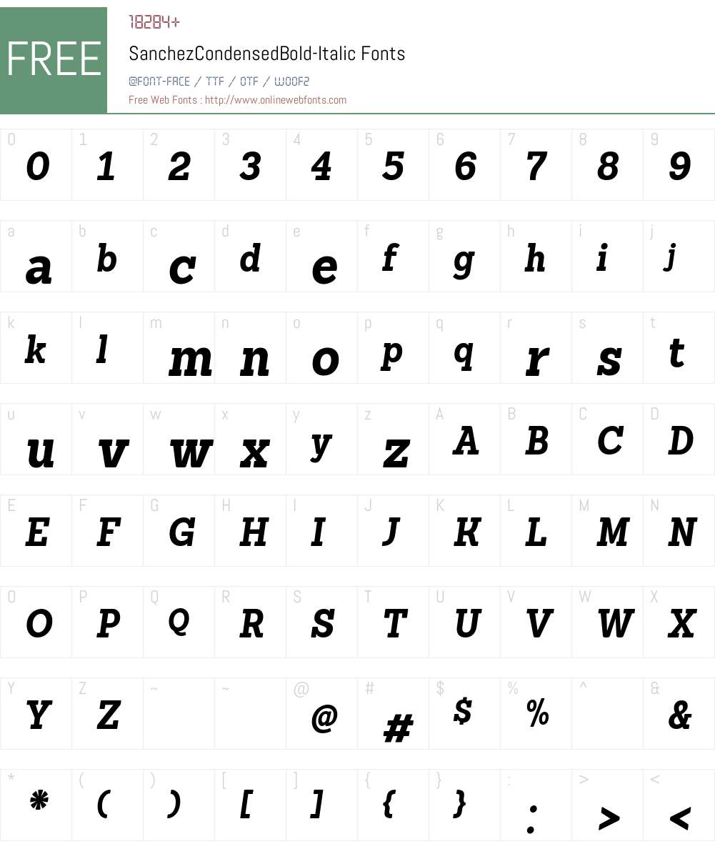 Sanchez Condensed Bold Font Screenshots