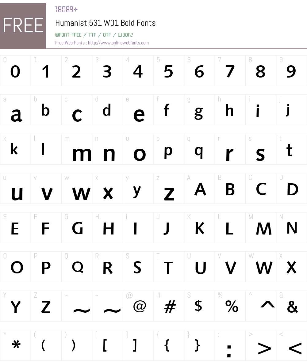 Humanist531W01-Bold Font Screenshots