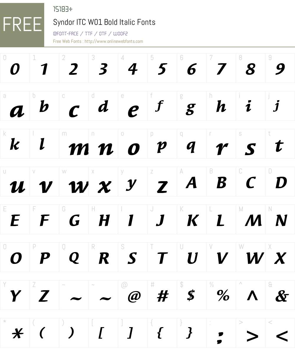 SyndorITCW01-BoldItalic Font Screenshots