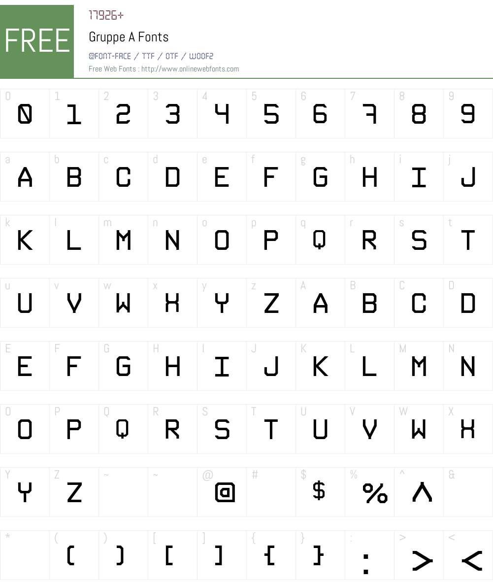 Gruppe A Font Screenshots