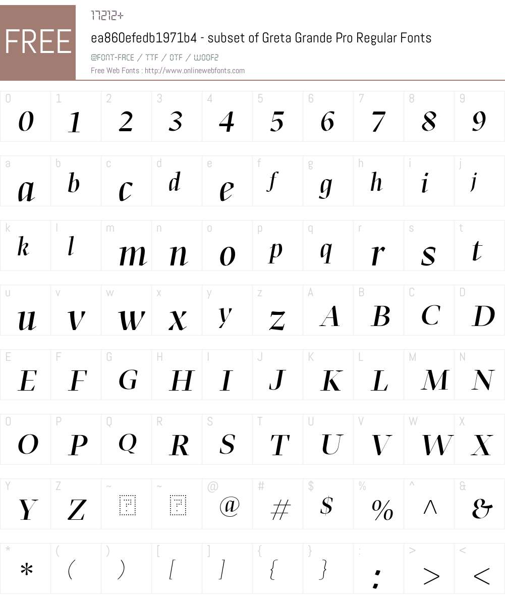 ea860efedb1971b4 - subset of Greta Grande Pro Regular Font Screenshots