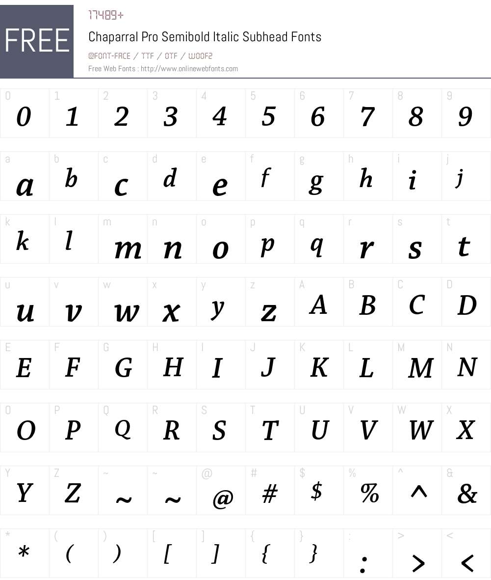 Chaparral Pro Font Screenshots