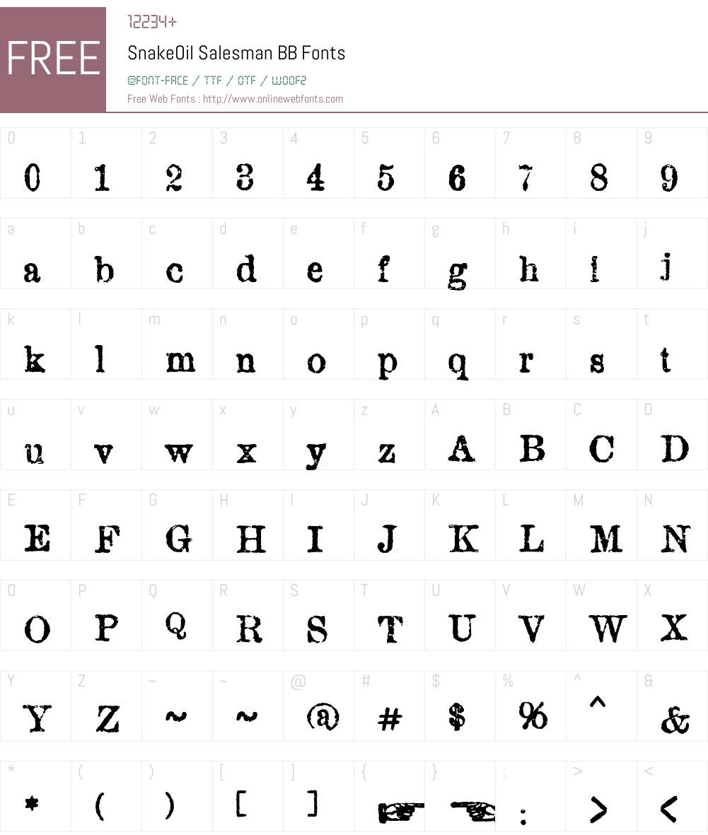 SnakeOilSalesmanBB Font Screenshots