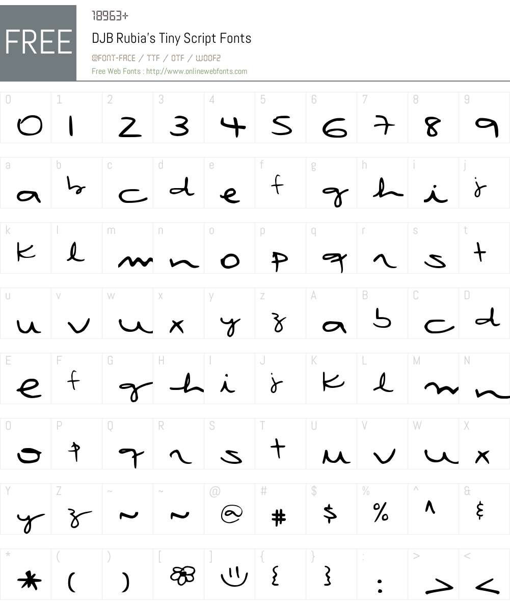 DJB Rubia's Tiny Script Font Screenshots