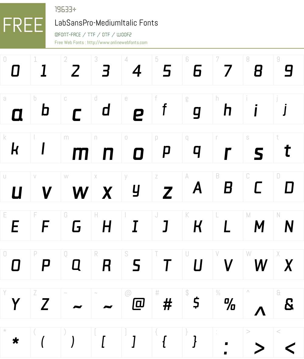 Lab Sans Pro Medium Italic Font Screenshots