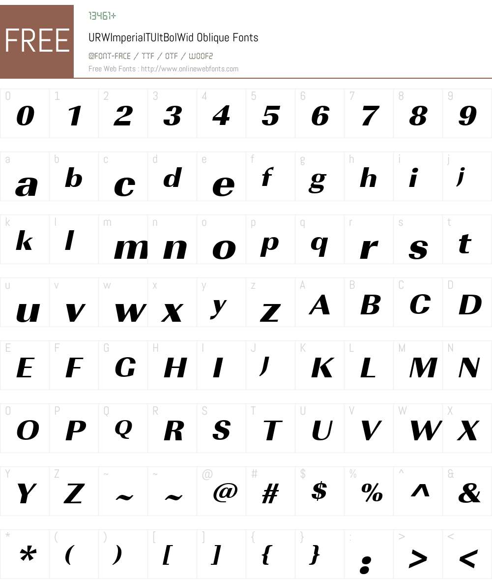 URWImperialTUltBolWid Font Screenshots