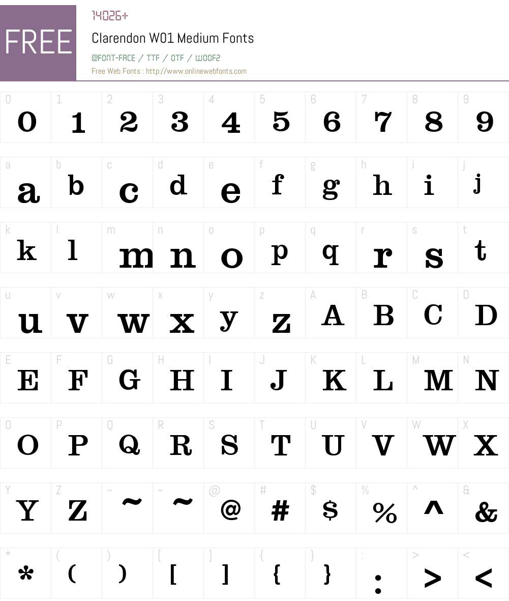 ClarendonW01-Medium Font Screenshots