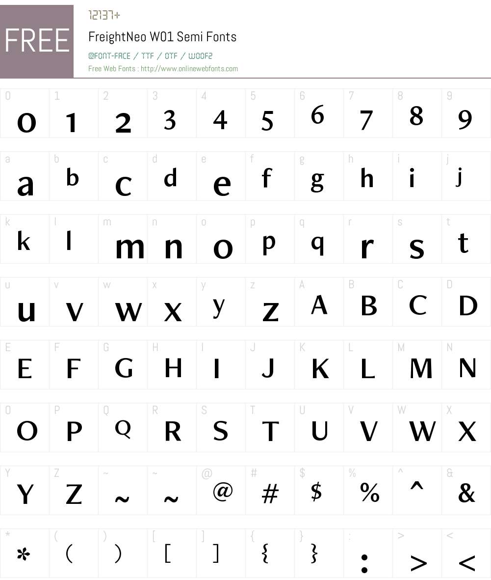 FreightNeoW01-Semi Font Screenshots
