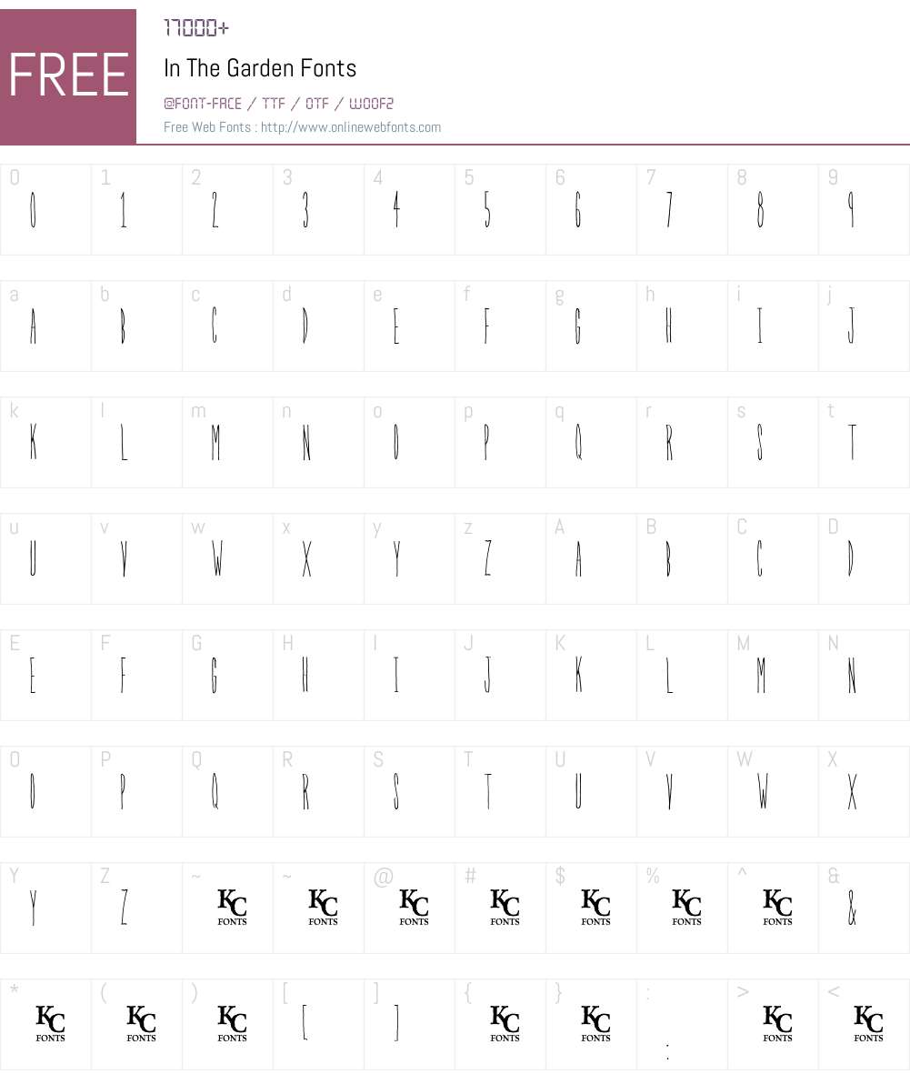 In The Garden Font Screenshots