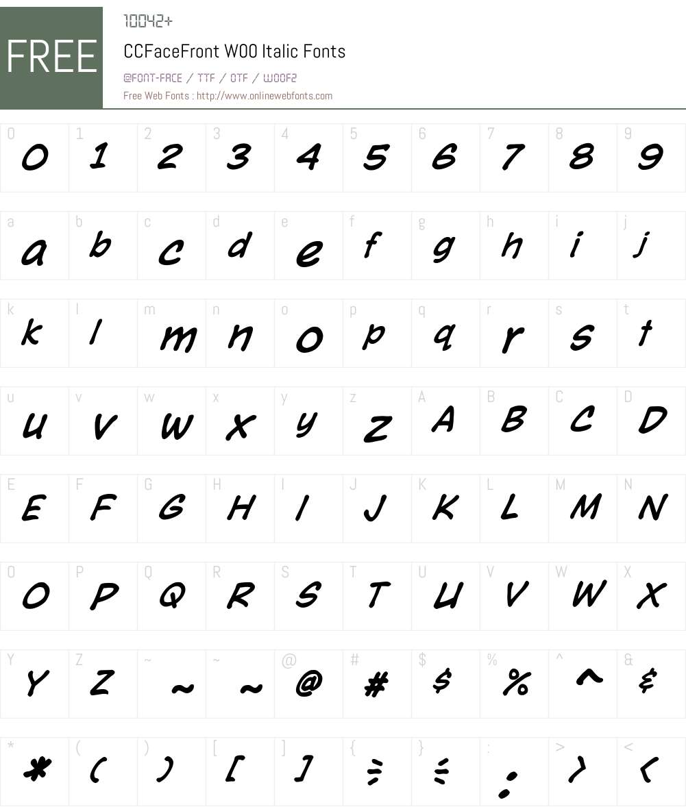 CCFaceFrontW00-Italic Font Screenshots