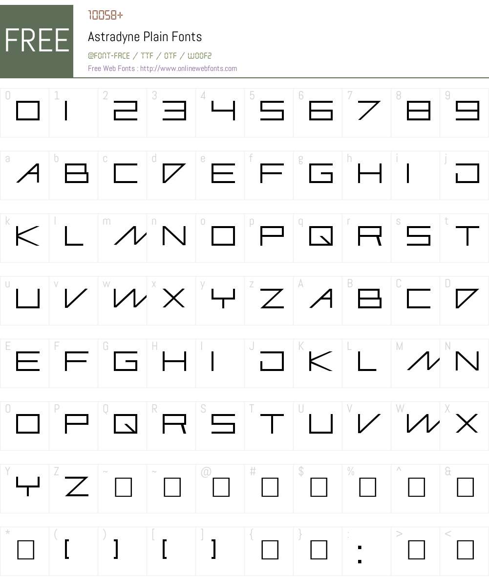 Astradyne Font Screenshots