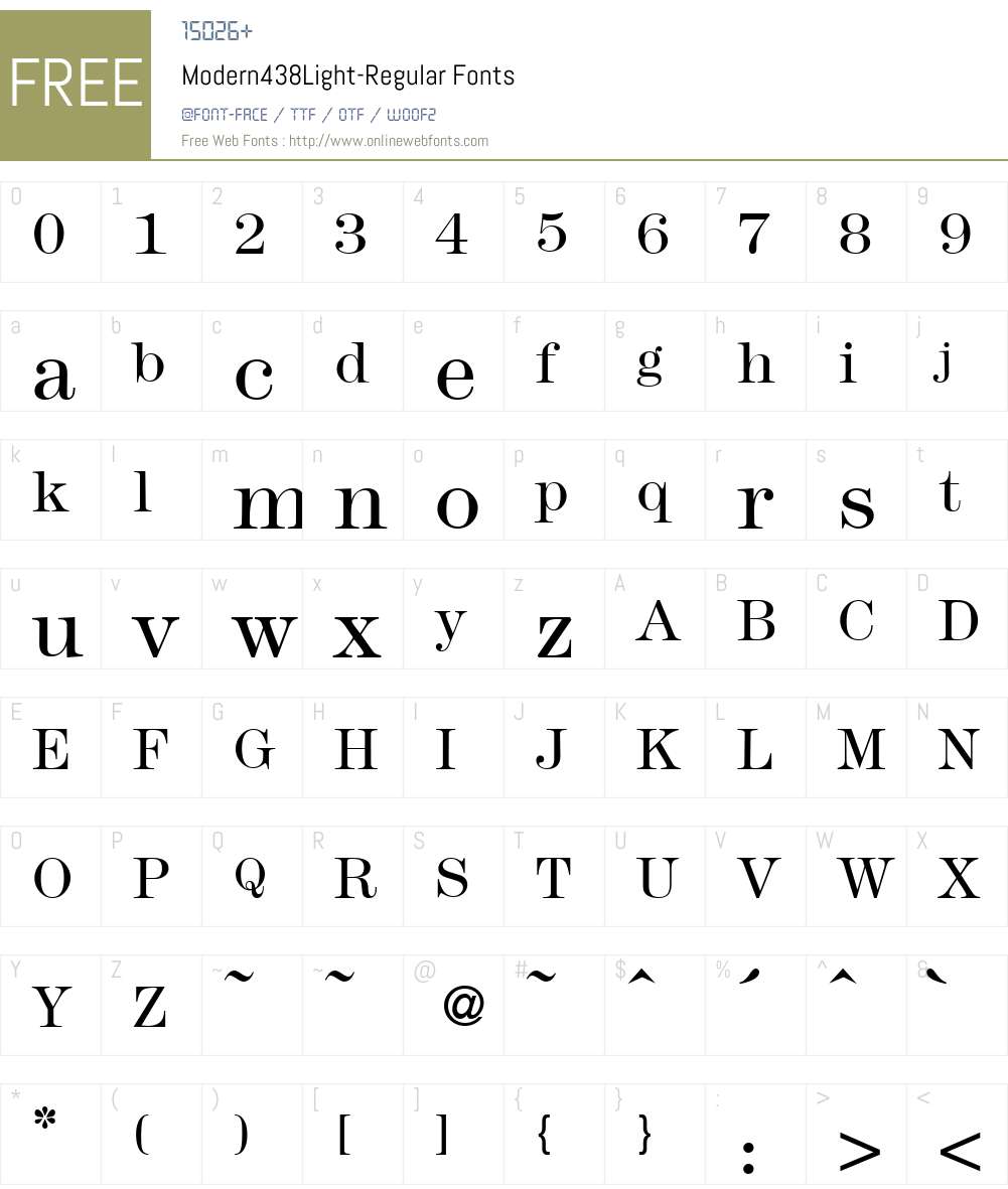 Modern438Light Font Screenshots