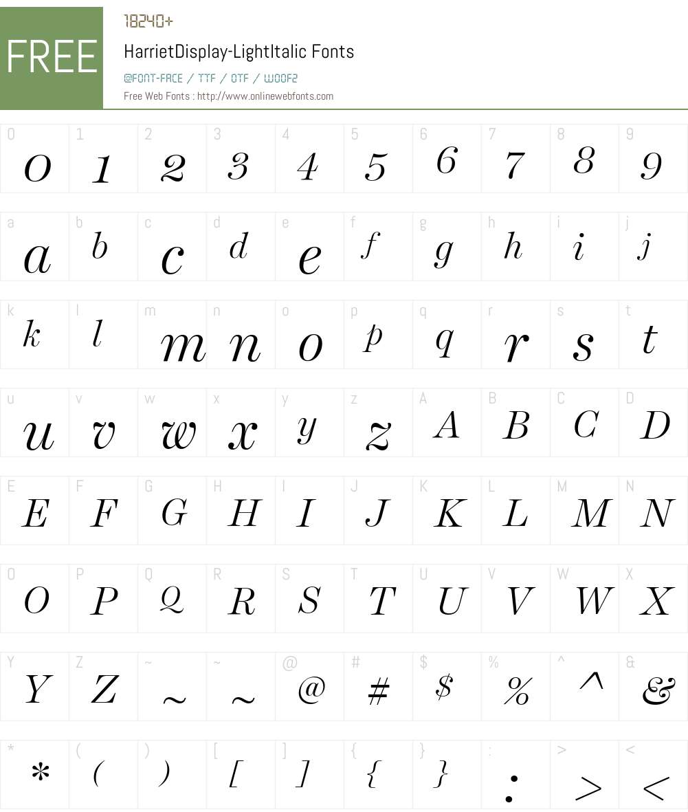 Harriet Display Light Font Screenshots