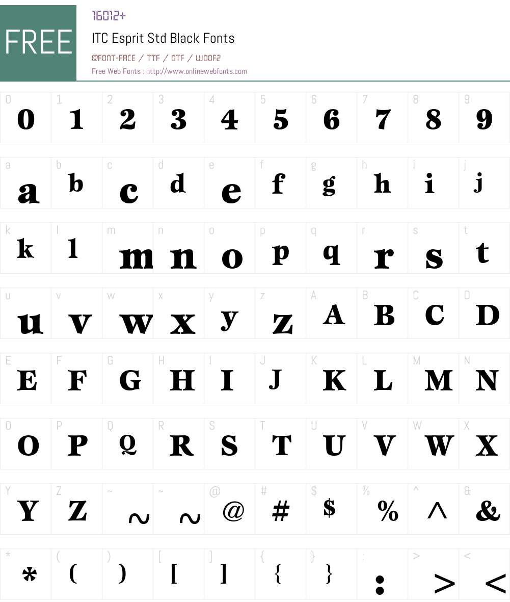 ITC Esprit Std Font Screenshots