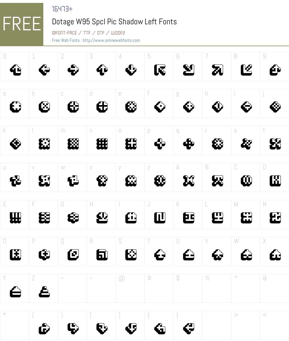 DotageW95-SpclPicShadowLeft Font Screenshots