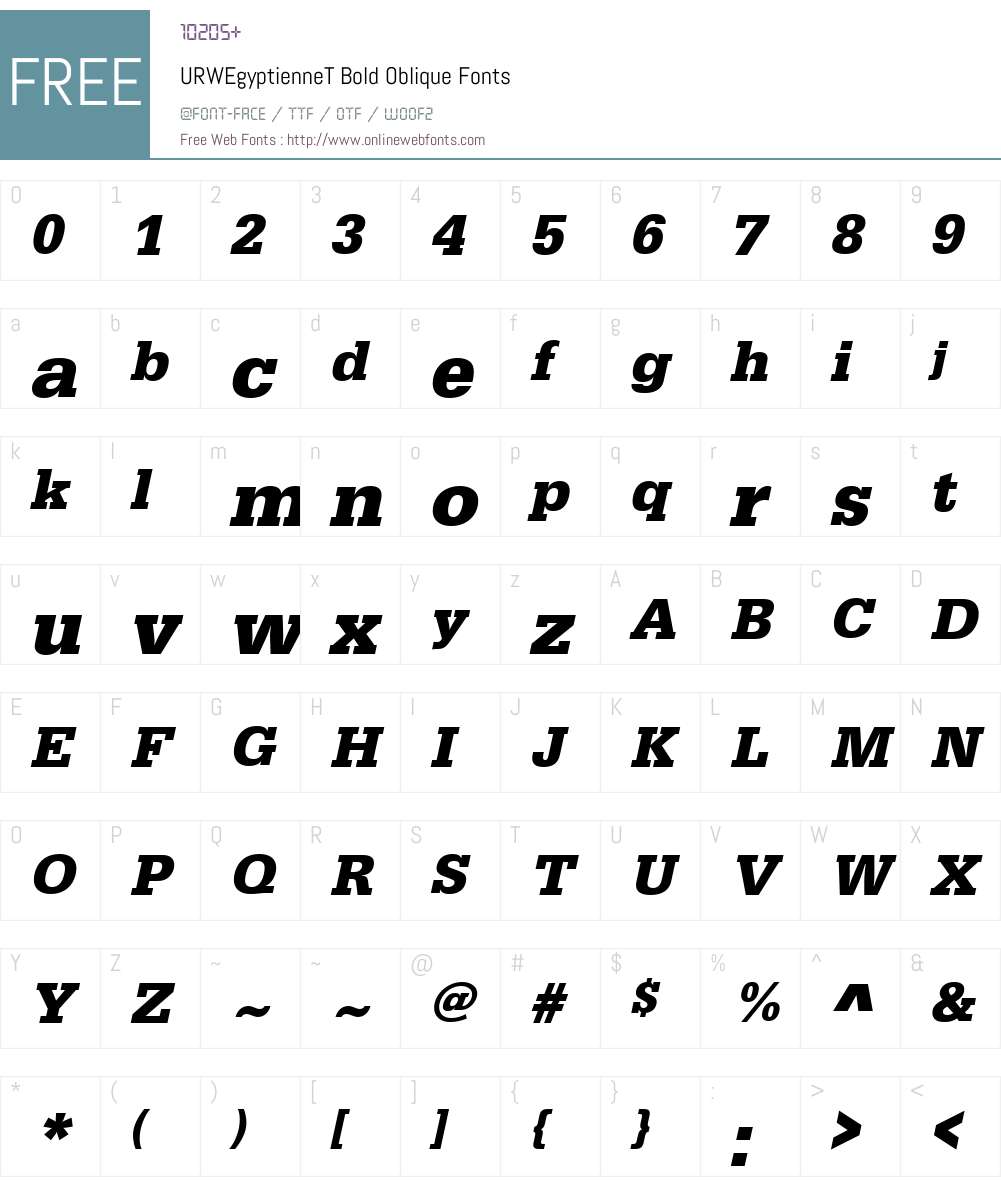 URWEgyptienneT Font Screenshots