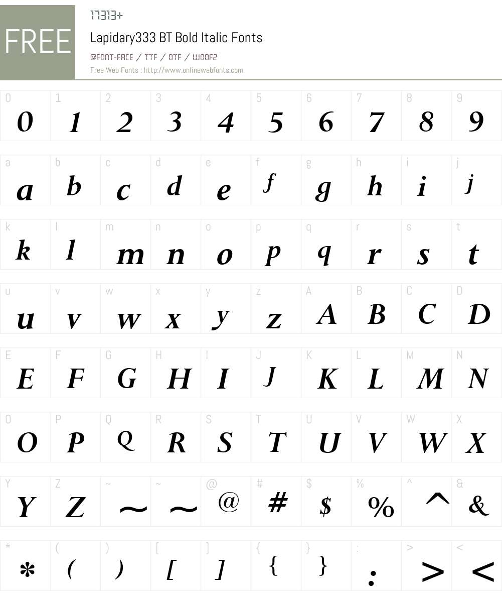 Lapidary333 BT Font Screenshots