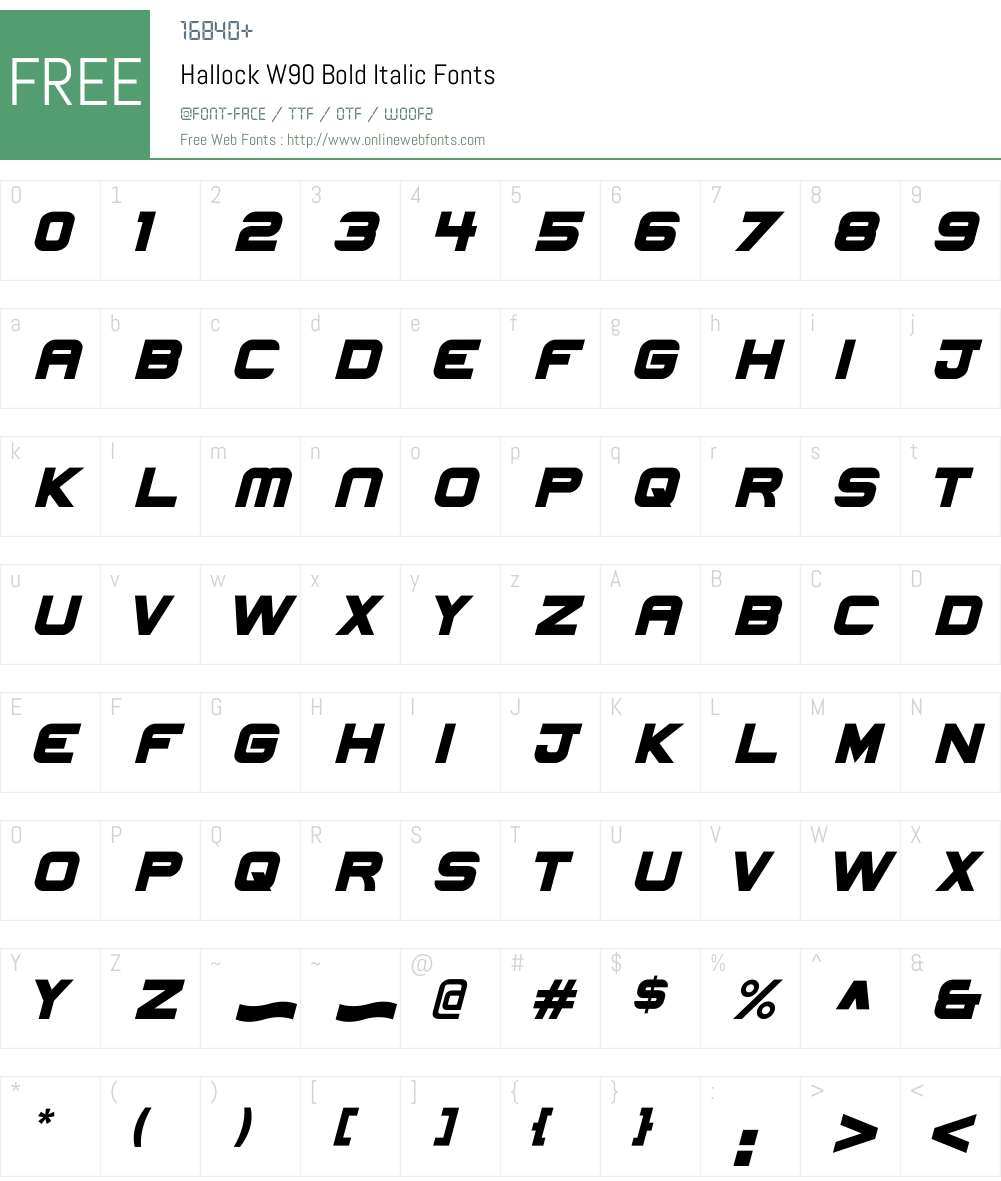 HallockW90-BoldItalic Font Screenshots
