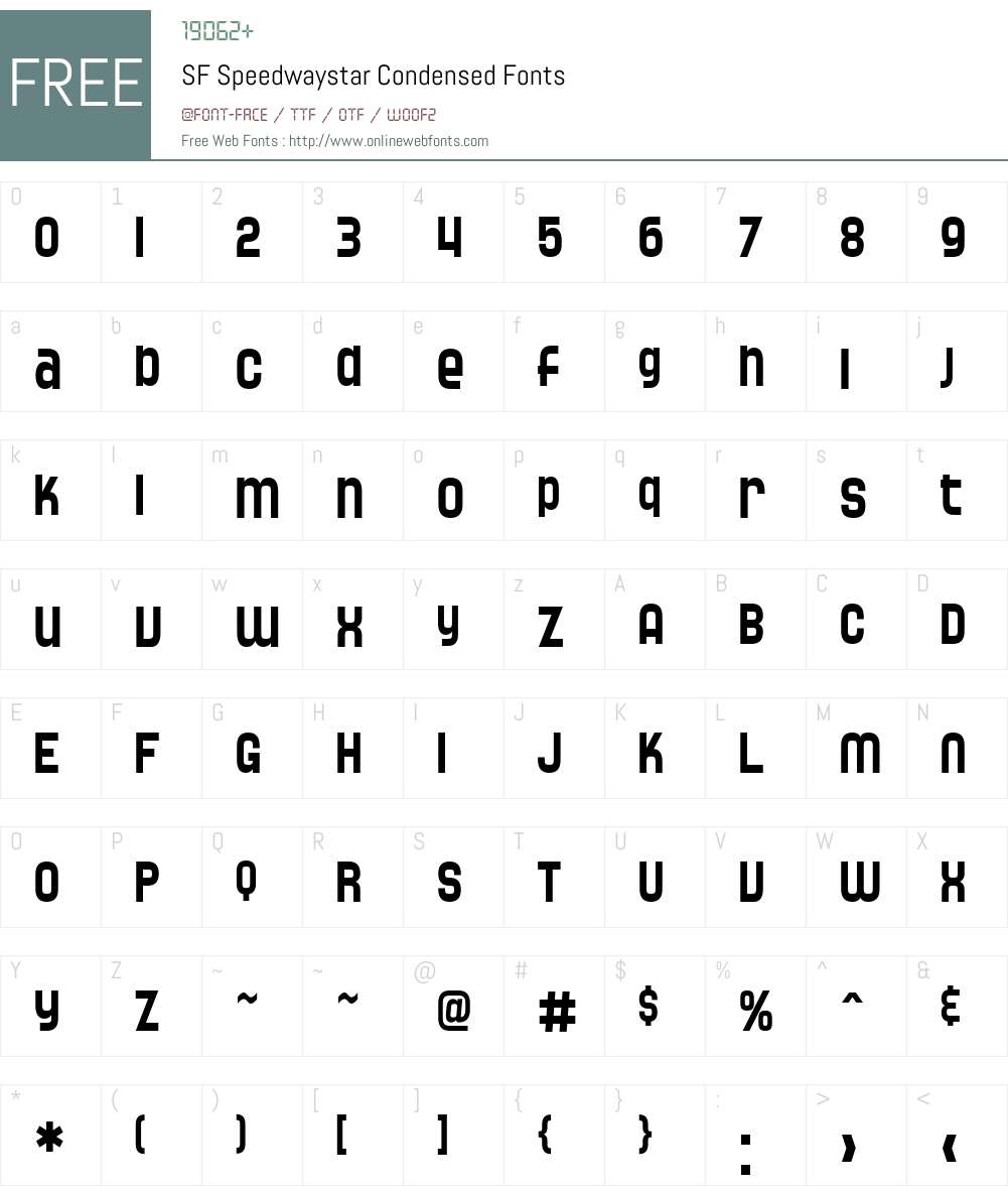 SF Speedwaystar Condensed Font Screenshots