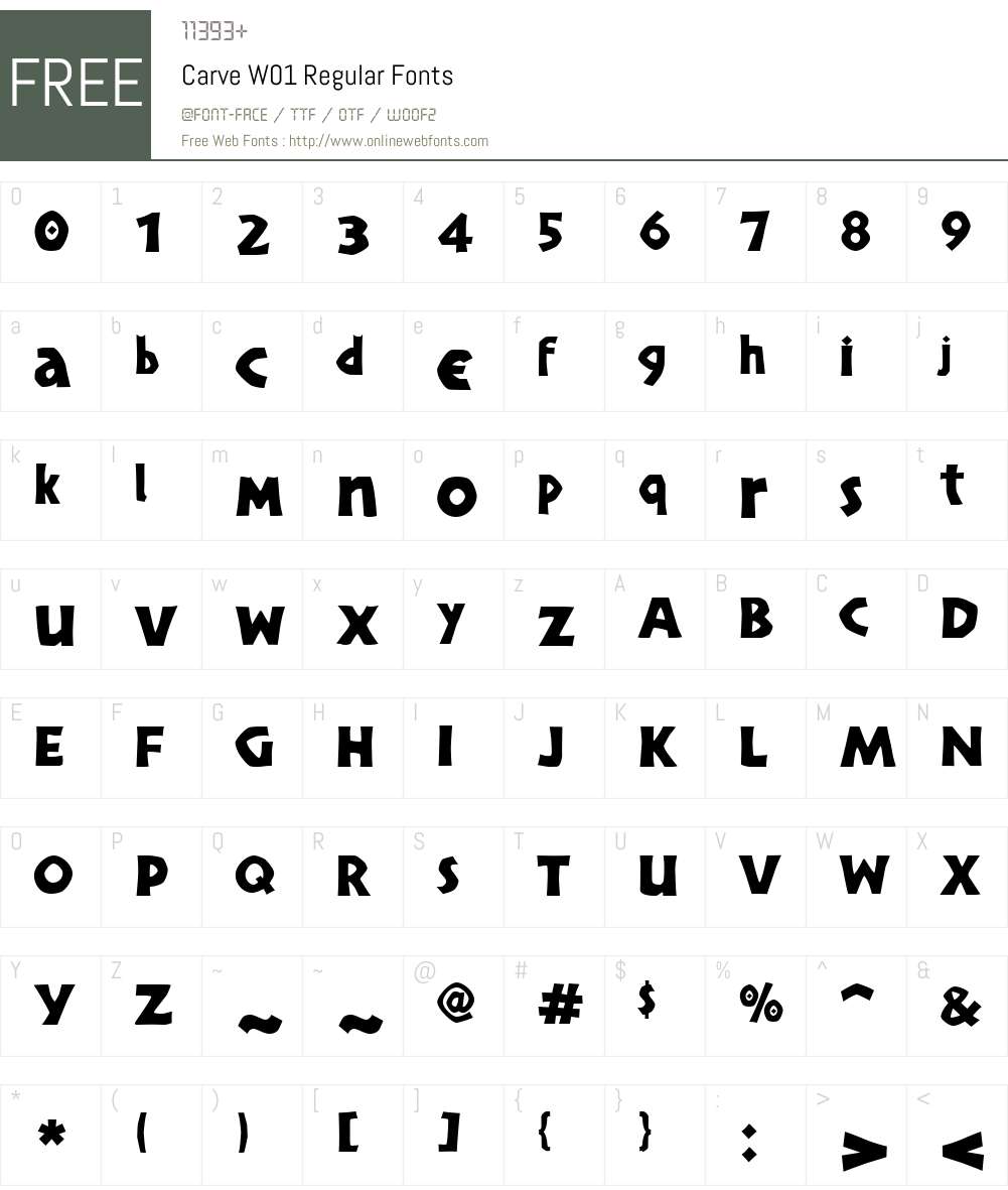 CarveW01-Regular Font Screenshots