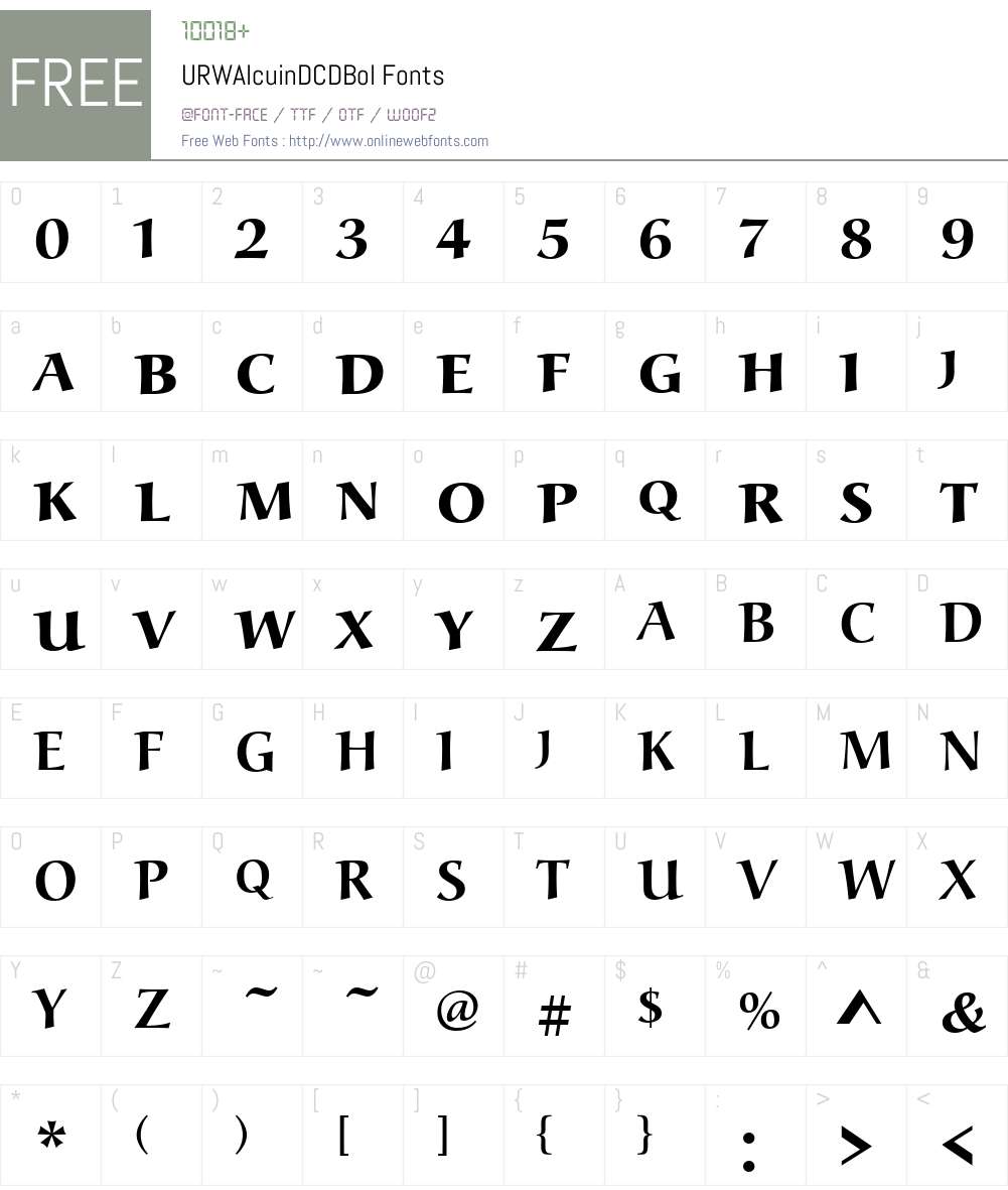 URWAlcuinDCDBol Font Screenshots
