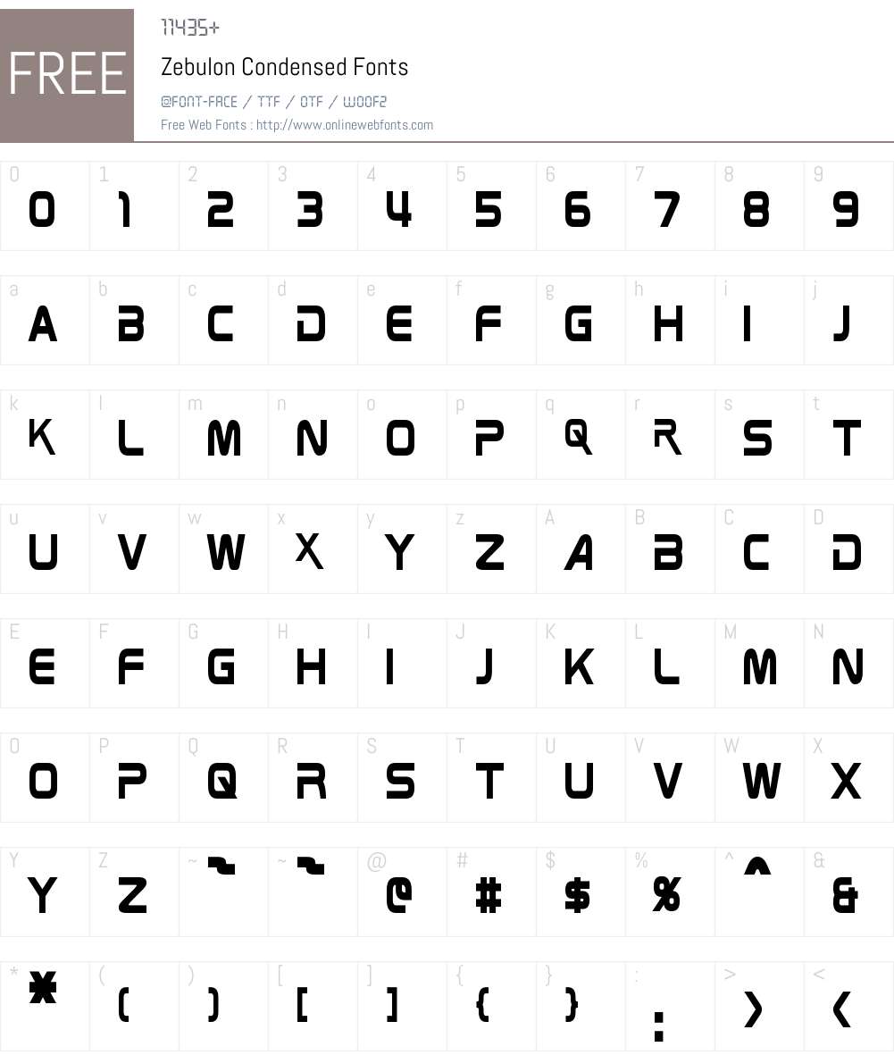 Zebulon Condensed Font Screenshots