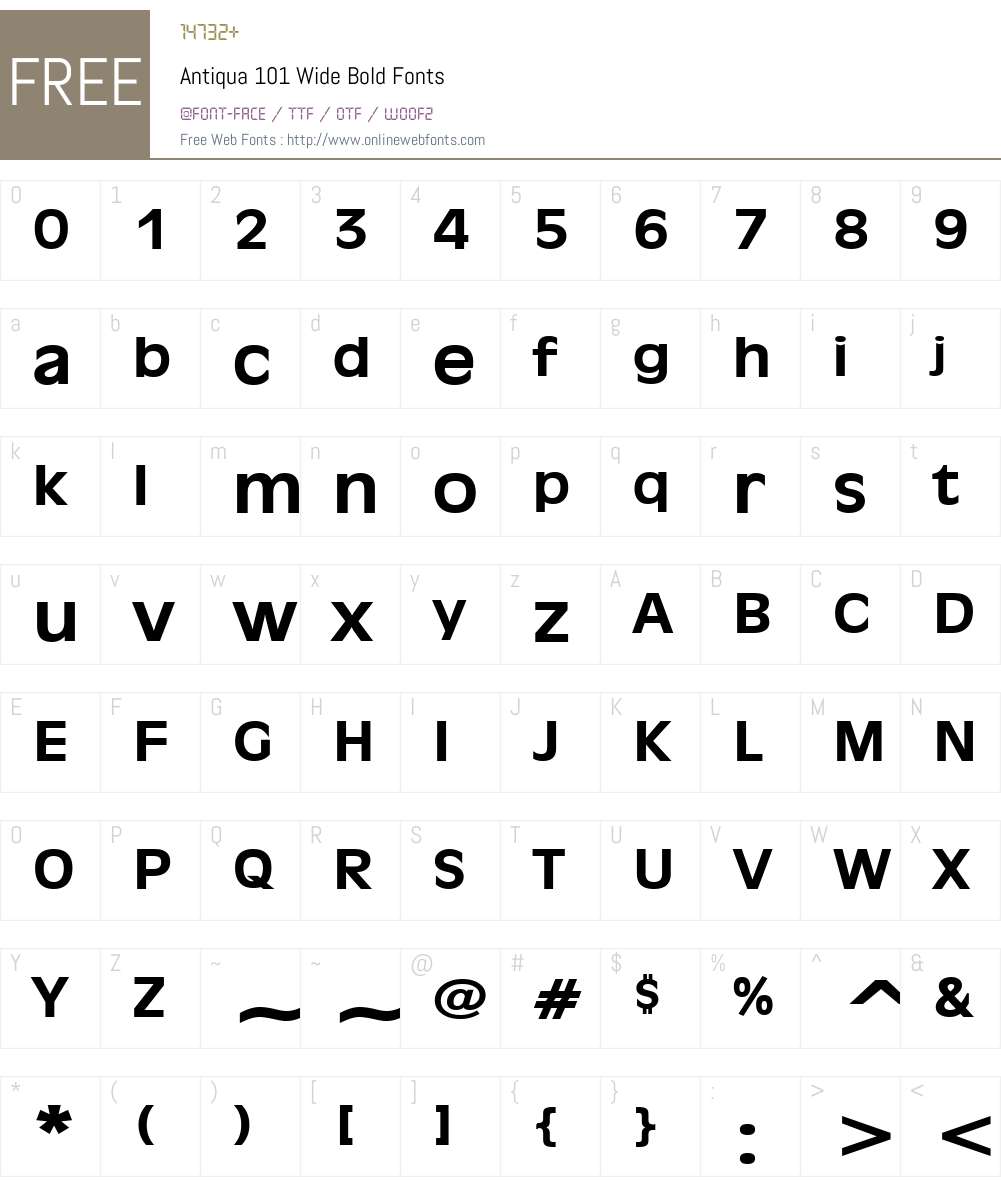Antiqua 101 Wide Font Screenshots
